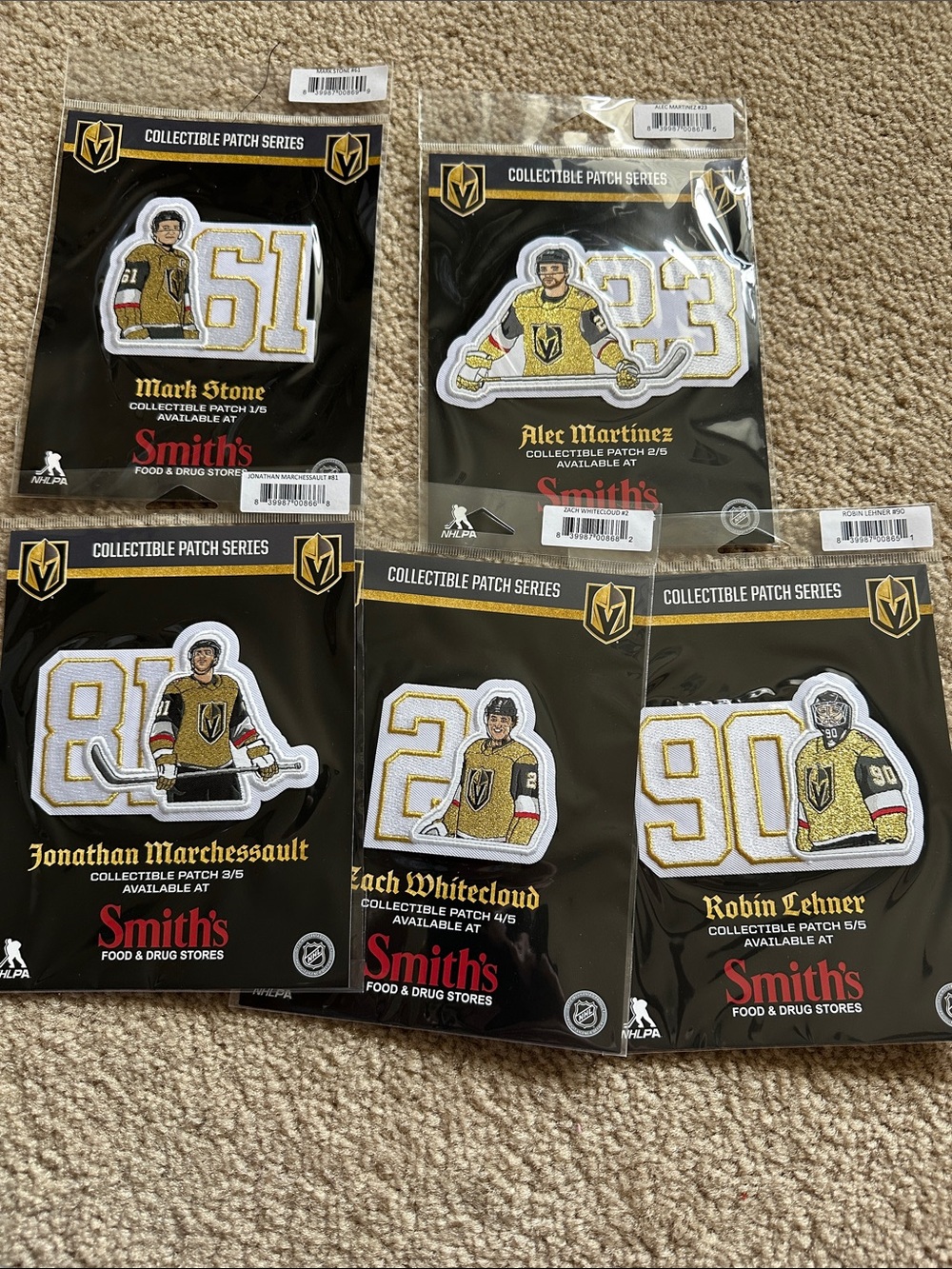 Vegas Golden Knights  Embroidered Player Patch set - White, Gold, Black